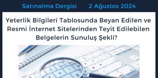 Satınalma Dergisi 7 Gün 7 Gündem Yeterlik Bilgileri Tablosunda Beyan Edilen Ve Resmi İnternet Sitelerinden Teyit Edilebilen Belgelerin Sunuluş şekli