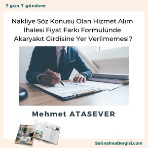 Nakliye Söz Konusu Olan Hizmet Alım İhalesi Fiyat