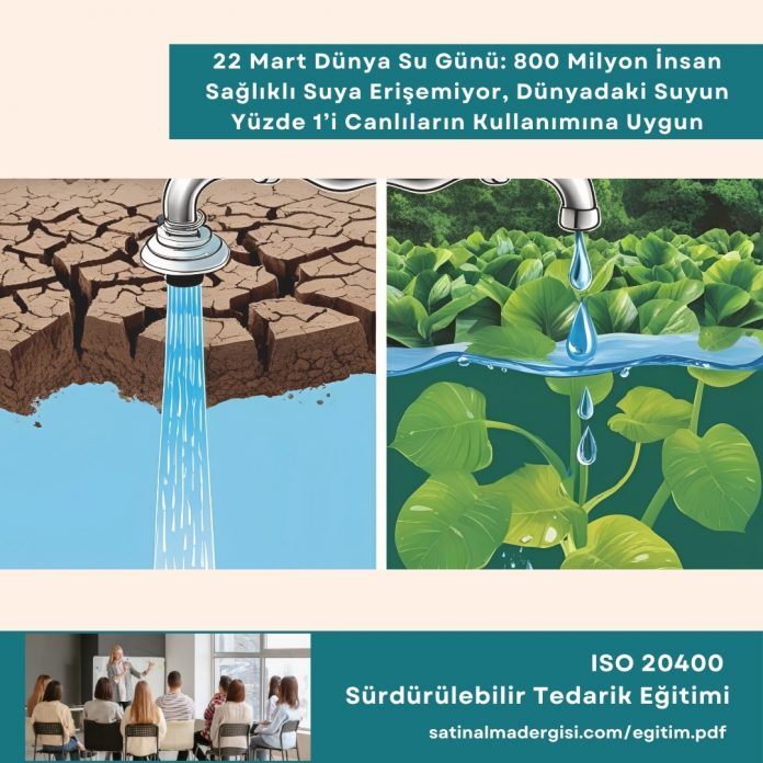 Iso 20400 Sürdürülebilir Tedarik Eğitimi Haber 22 Mart Dünya Su Günü 800 Milyon İnsan Sağlıklı Suya Erişemiyor, Dünyadaki Suyun Yüzde 1’i Canlıların Kullanımına Uygun