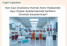 Kan Gazı Analizörü Hizmet Alımı İhalesinde Aşırı Düşük Açıklamasında Sarfların ücretsiz Karşılanması Satınalma Dergisi 7 Gün 7 Gündem