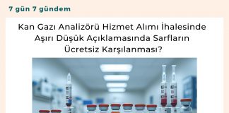 Kan Gazı Analizörü Hizmet Alımı İhalesinde Aşırı Düşük Açıklamasında Sarfların ücretsiz Karşılanması Satınalma Dergisi 7 Gün 7 Gündem