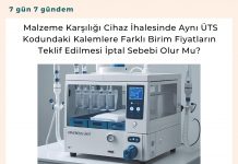 Malzeme Karşılığı Cihaz İhalesinde Aynı üts Kodundaki Kalemlere Farklı Birim Fiyatların Teklif Edilmesi İptal Sebebi Olur Mu Satınalma Dergisi 7 Gün 7 Gündem