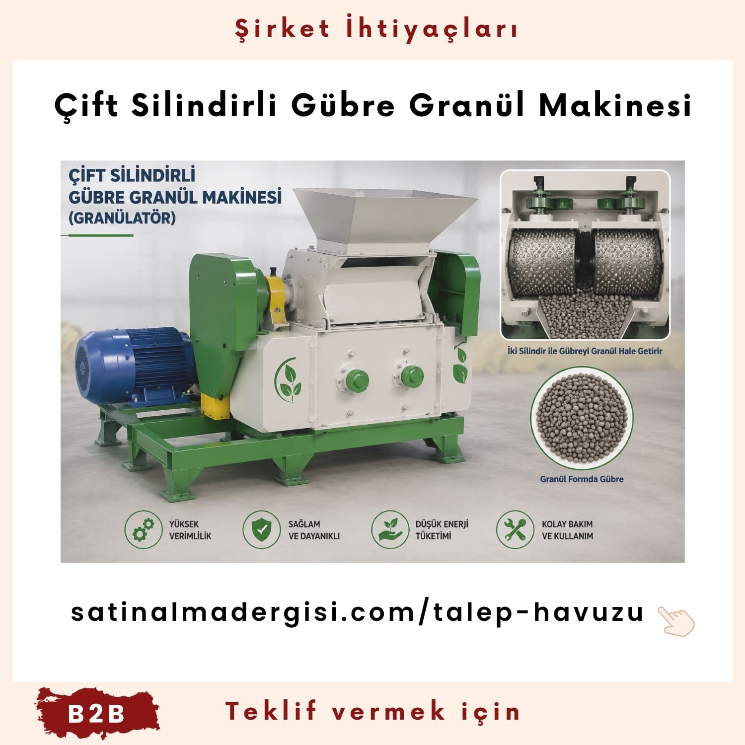 Alım Talebi çift Silindirli Gübre Granül Makinesi