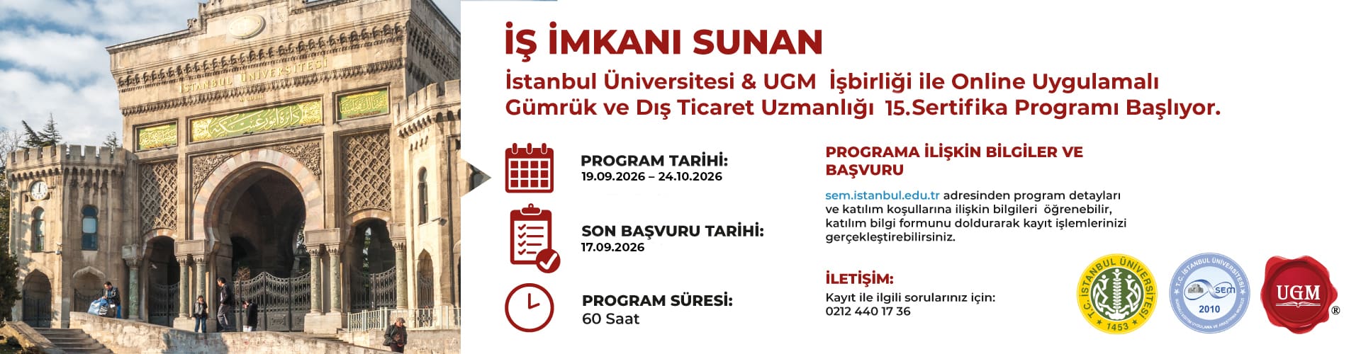 Istanbul üniversitesi 15. Program Slider